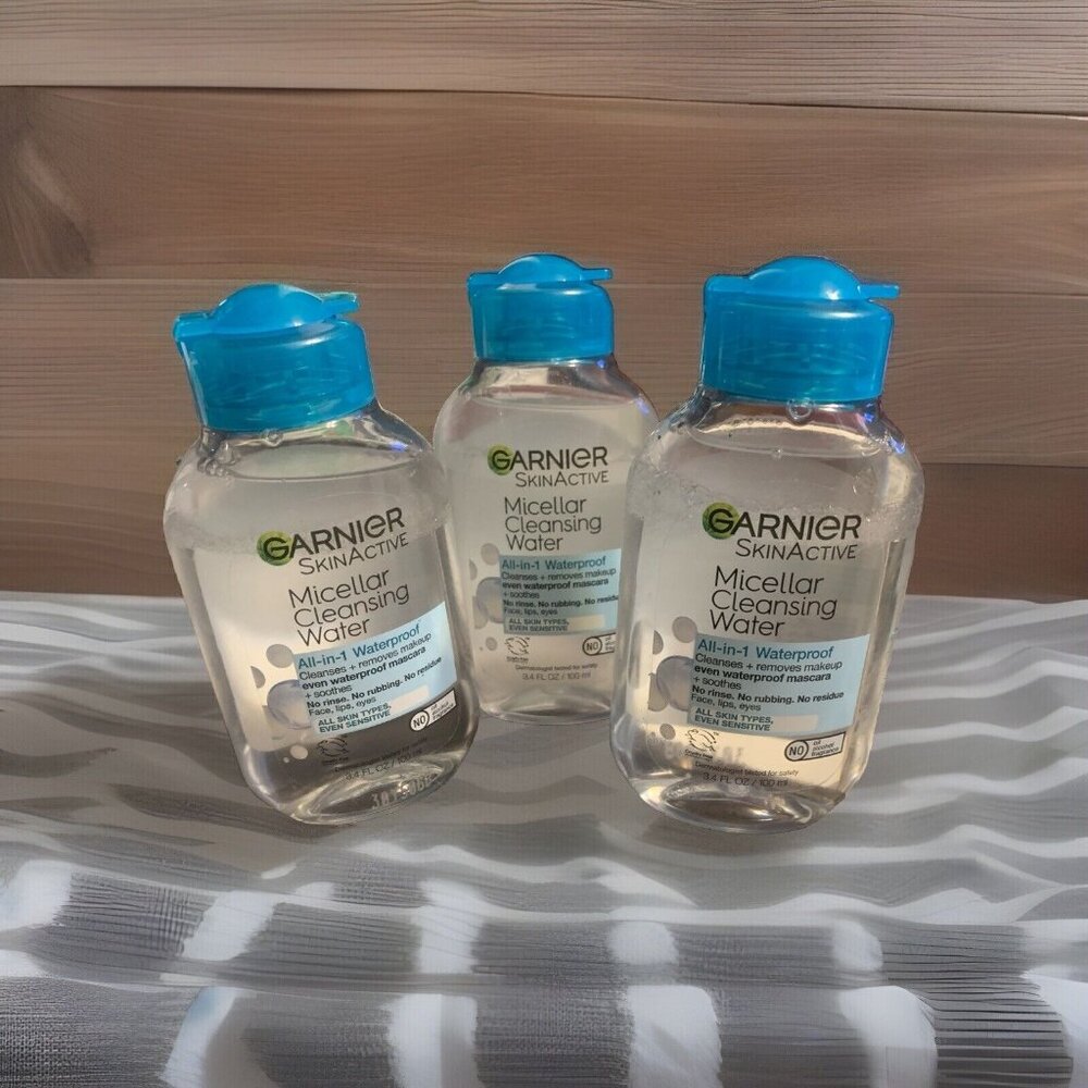 Garnier SkinActive 3 Pack Micellar Cleansing Water All-in-1 Waterproof 3.4 oz Ea